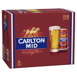 Carlton Mid Beer 375ml Cans - 30 x 375mL